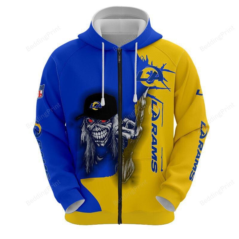 Iron Maiden Los Angeles Rams 3D All Over Print Hoodie, Zip-Up Hoodie