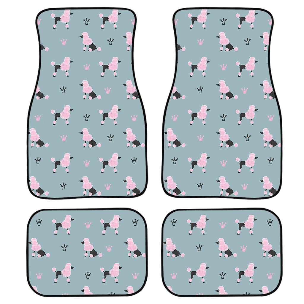 Poodle And Crown Pattern Print Front And Back Car Floor Mats, Front Car Mat