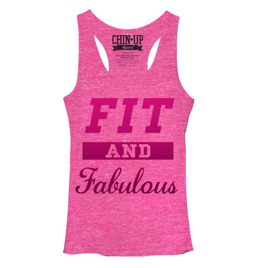 CHIN UP Women’s Fit and Fabulous  Racerback Tank Pink Heather