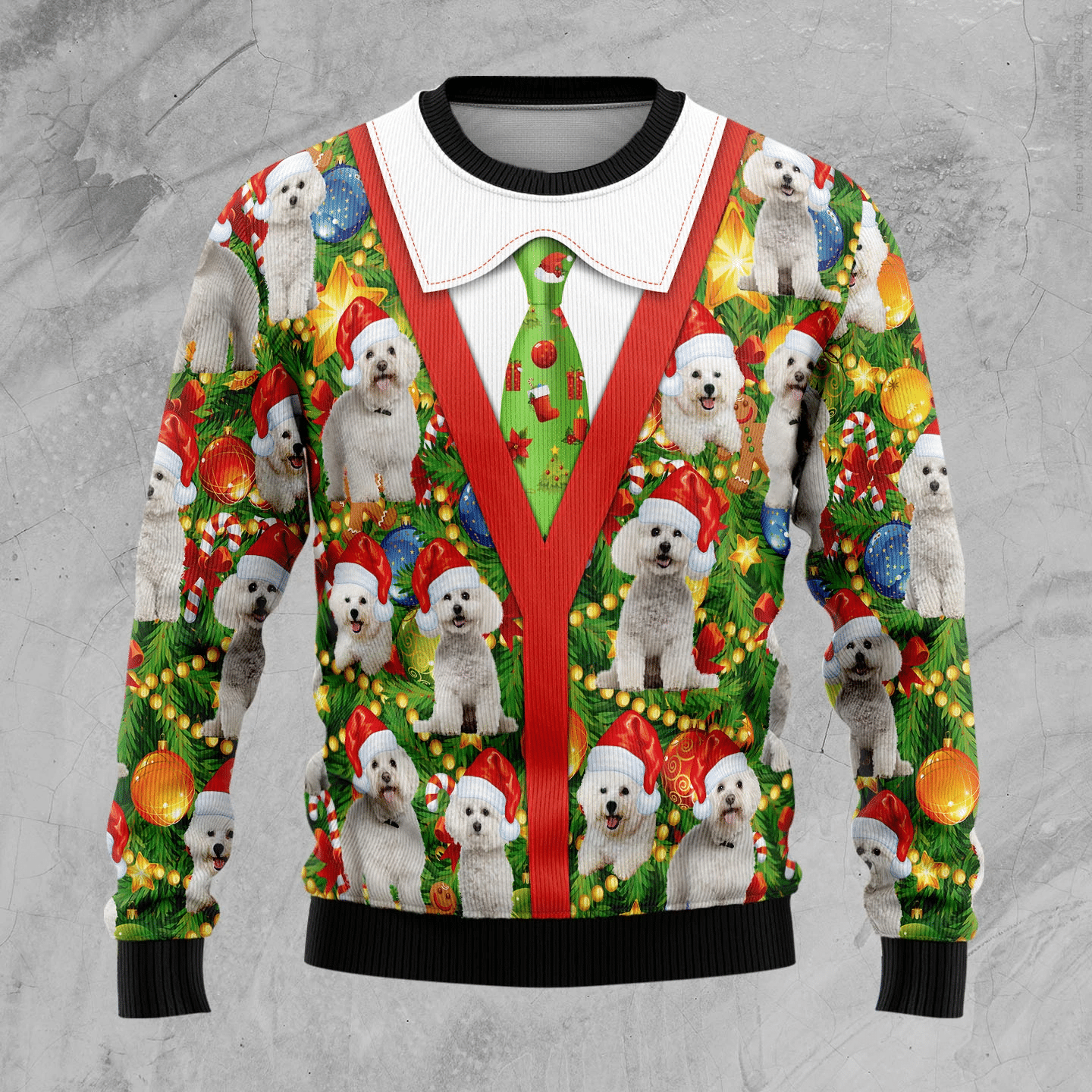 Bichon Xmas Pine Christmas Ugly Sweater