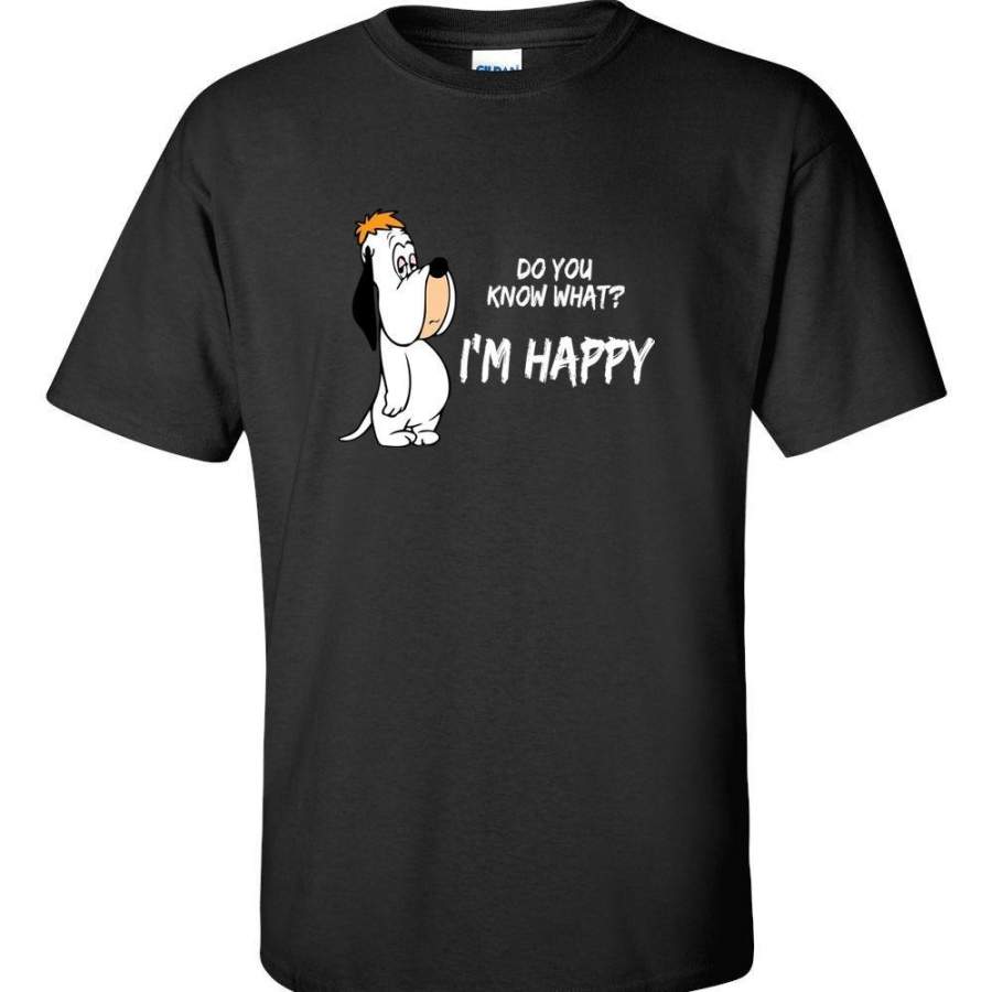 Mens Happy Droopy Im Happy 80’s Retro Vintage Funny Humor T-shirt