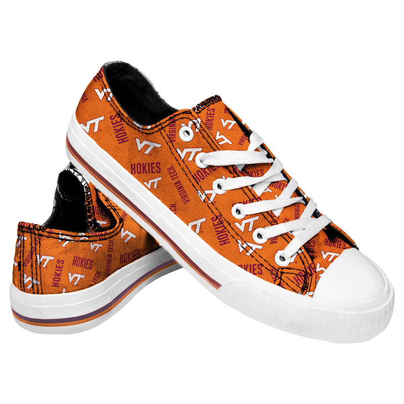 Virginia Tech Hokies NCAA Womens Low Top Repeat Print Canvas Shoes