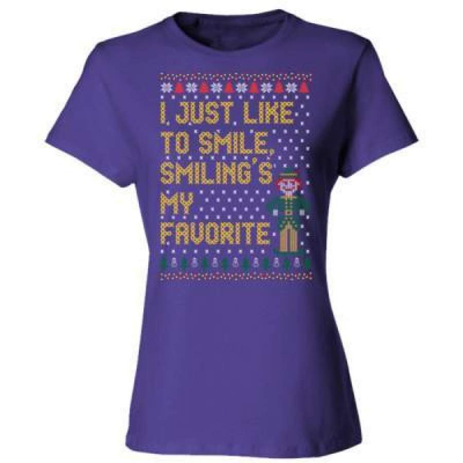 AGR Just Like To Smilings My Favorite Ugly Christmas Sweater – Ladies’ Cotton T-Shirt