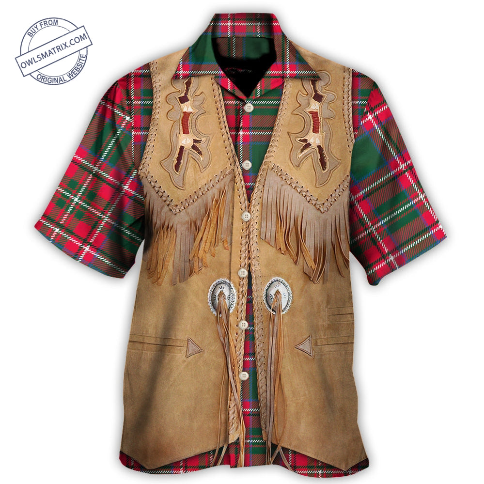 Christmas Santa Vintage Western Jacket Fringe Hawaii Shirt Ha81314