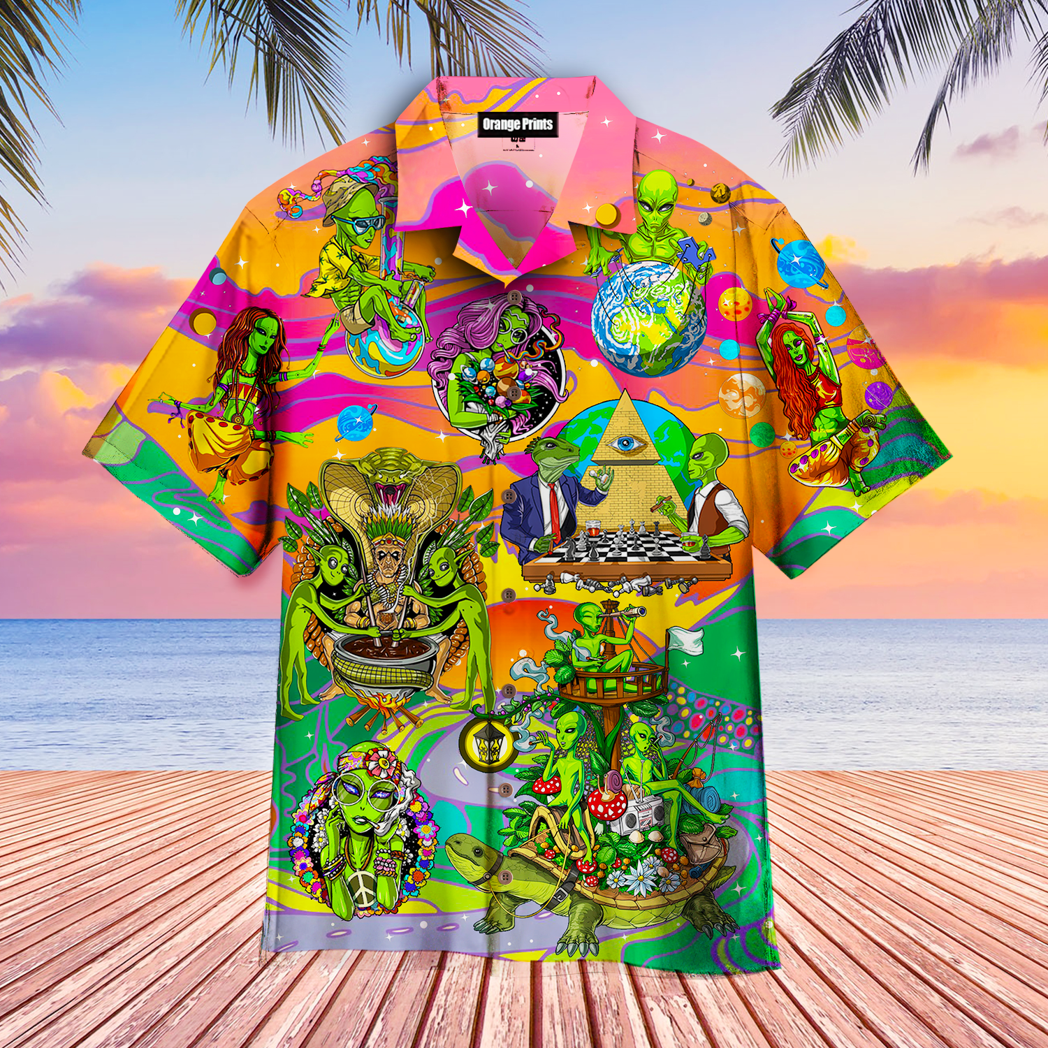 Hippie Alien Peace Life Hawaiian Shirt