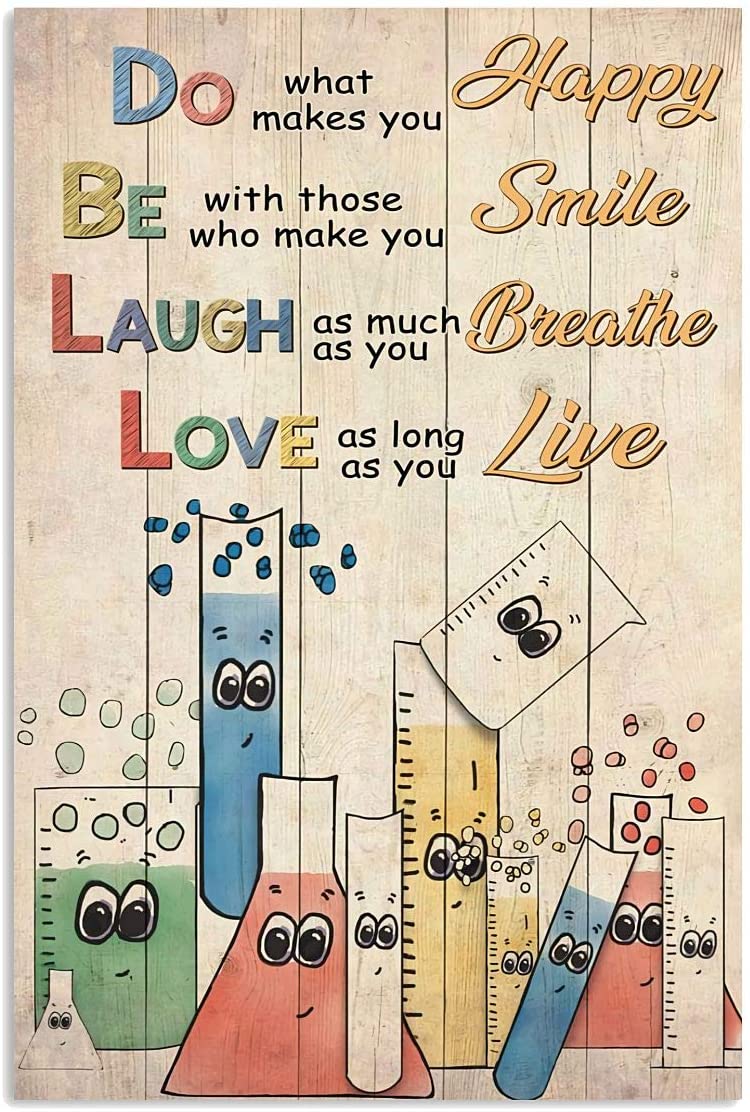 Vintage Chemist Do What Makes You Happy Love As Long As You Live Poster Art Print      Home Decor Gift For Family Friend On Birthday