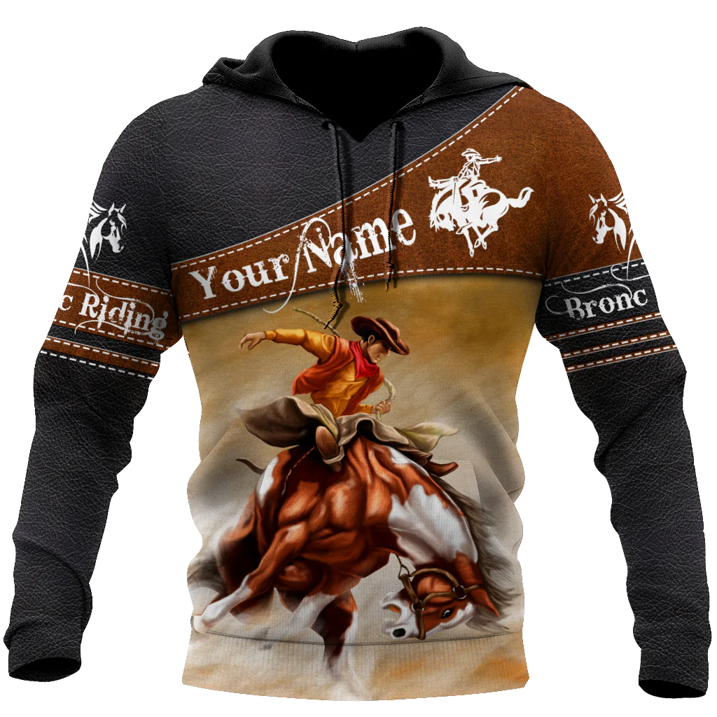 Custom Name Rodeo Hoodie Bronc Riding Horse Hoodie, Gift For Horse Lovers