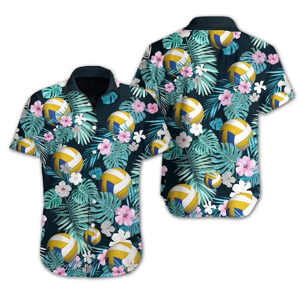 Hawaii Aloha Shirts Volleyball Flowers H Ha69793