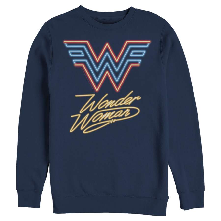 Wonder Woman 1984 Men’s Neon Logo Glow  Sweatshirt