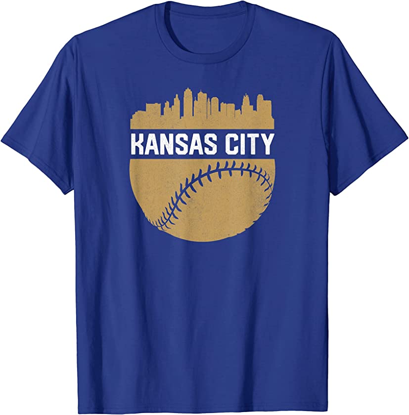 Vintage Downtown Kansas City MO Skyline Baseball T-Shirt