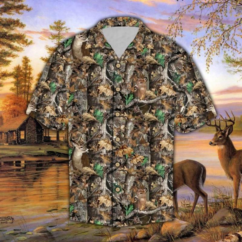 Real Tree Deer Hunting Camouflage Hawaiian Shirt Ha44777