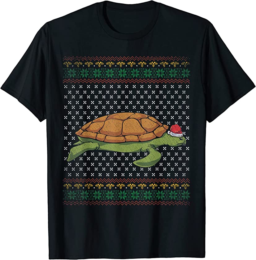 Ugly Christmas Ocean Animal Lover Merry Xmas Sea Turtle T-Shirt