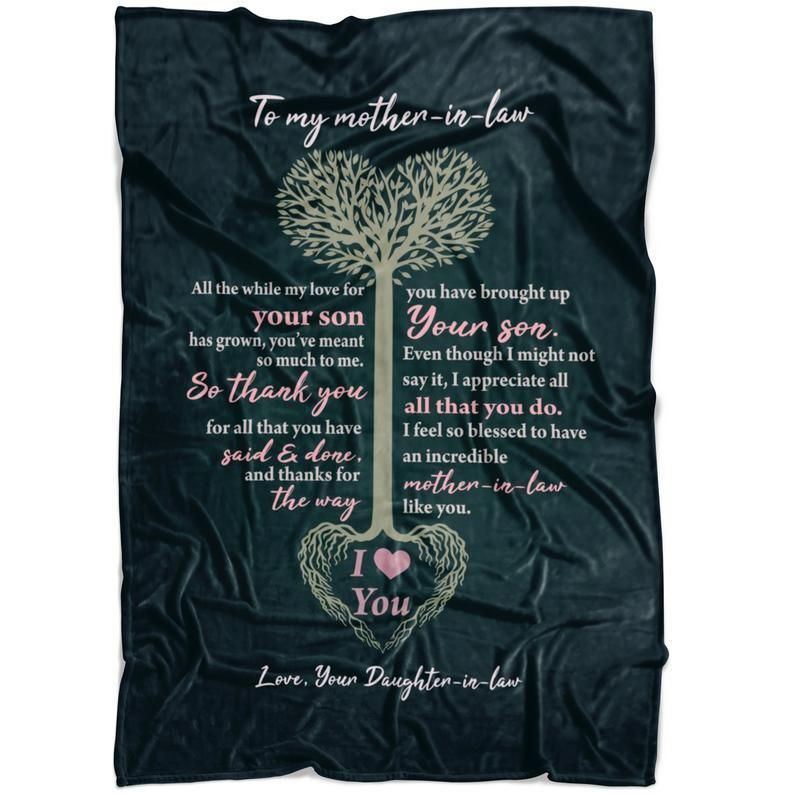 [Personalized Name]  Mother In Law Tree I Love You Fleece Blanket, Sherpa Blanket, Gift For Parent, Family Member, Friends Gift, Christmas Gift, Home Decor, Home Living