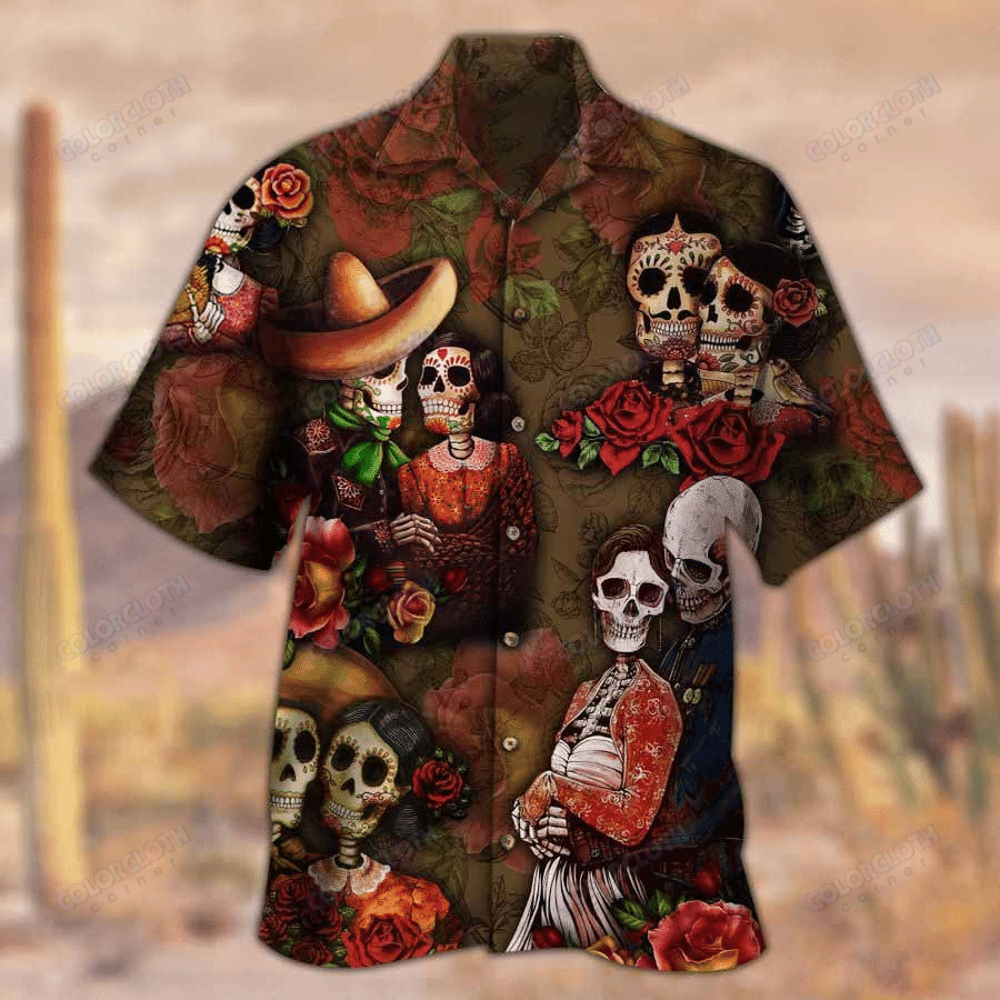 Couple Skull Day Of The Dead Hawaii Shirt Ha64265