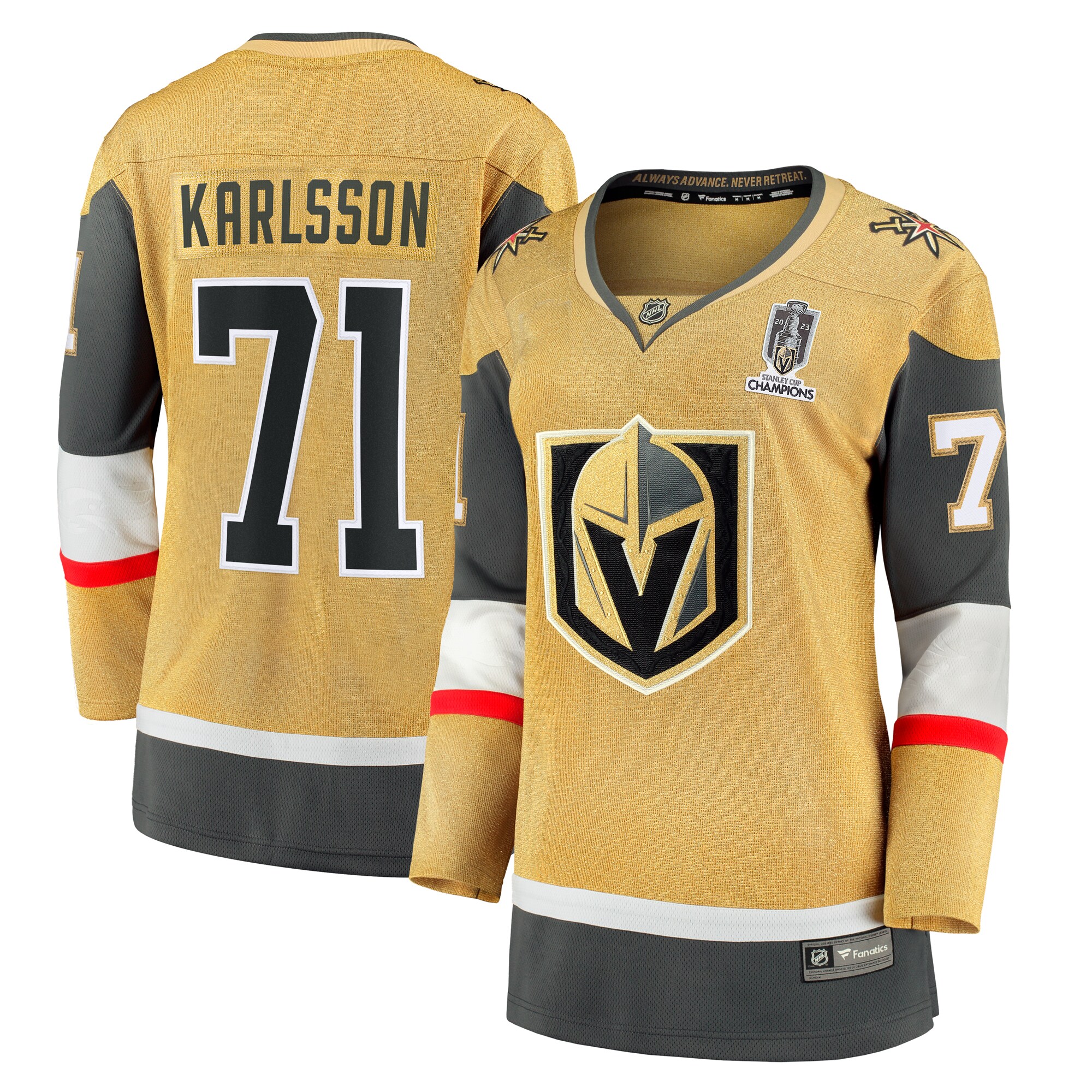 Women's Vegas Golden Knights William Karlsson Gold 2023 Stanley Cup Champions Home Breakaway Player Jersey