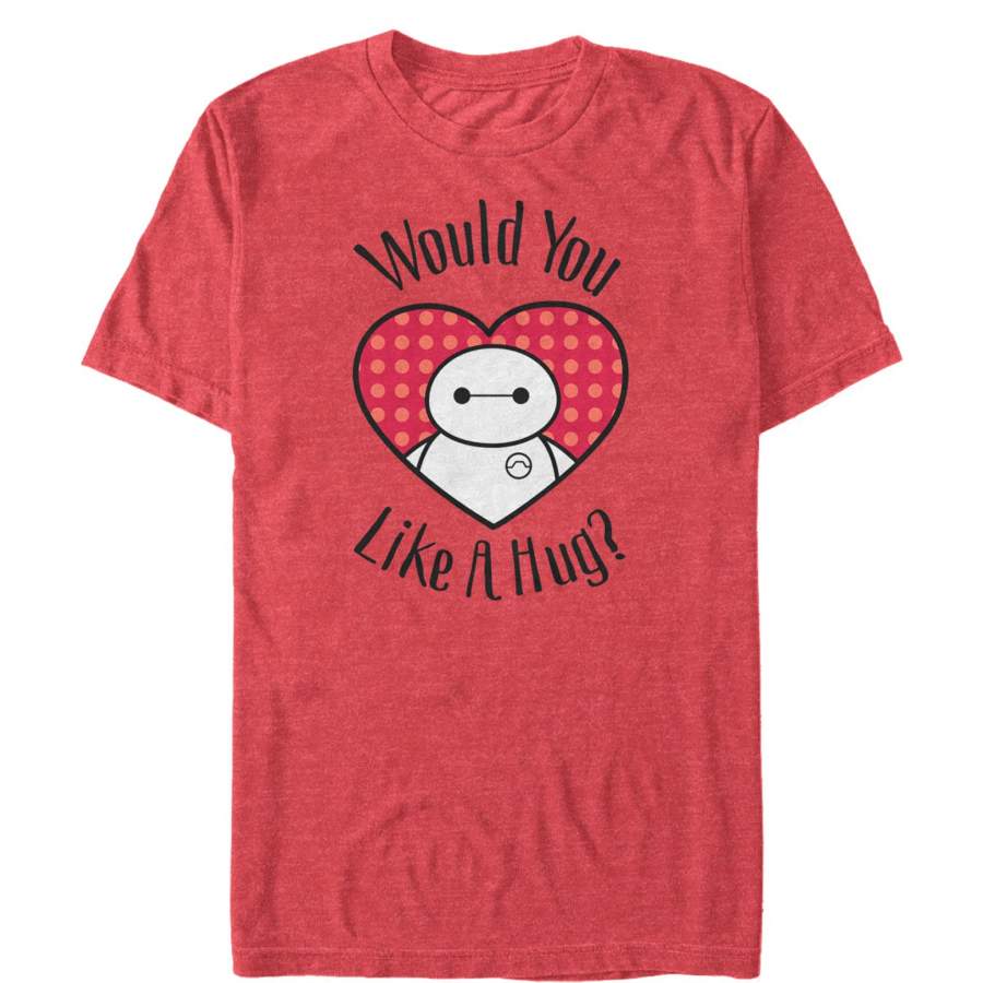 Big Hero 6 Men’s Valentine Baymax Likes Hug  T Shirt