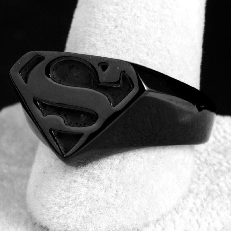 Men’S Stainless Steel Black Superman Ring