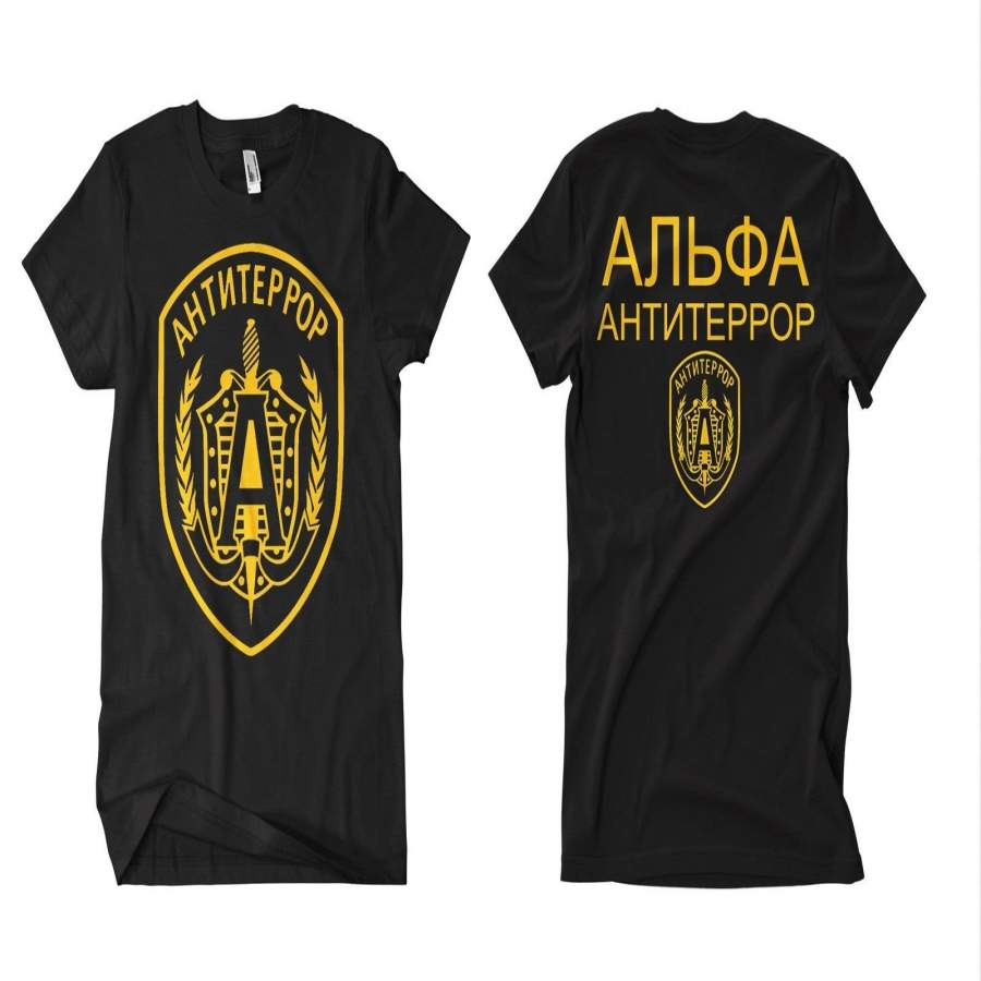 High Quality Spetsnas Alpha Antiterror (gold)t-shirt Russland,moskau,udssr,putin,fsb, Gru Printed T Shirts Short Sleeve Funny Tee