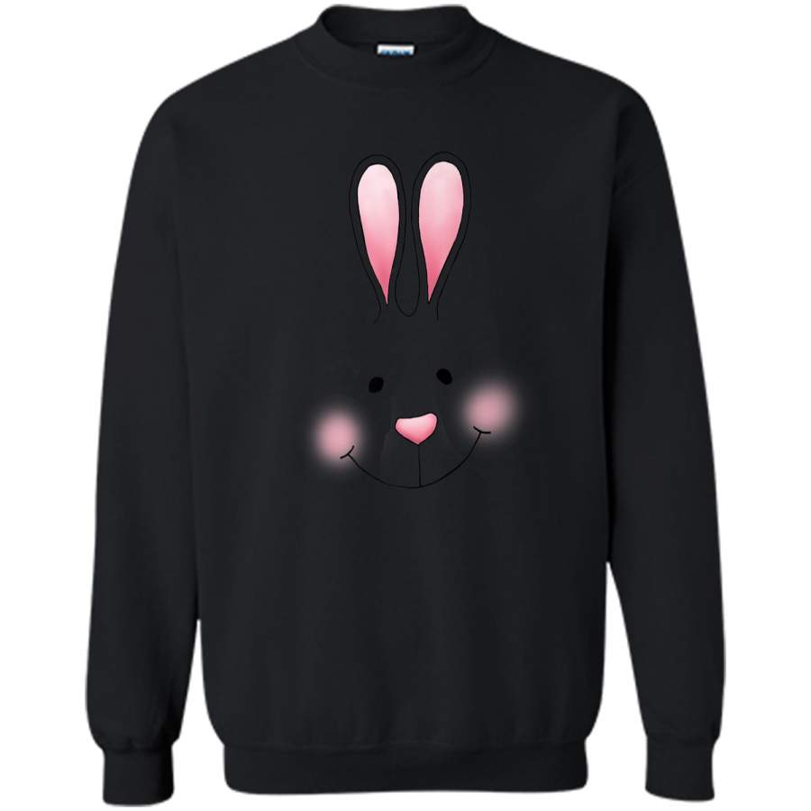 Bunny Face Cute Easter T-Shirt Printed Crewneck Pullover Sweatshirt 8 oz