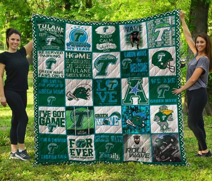 Tulane Green Wave Football 3D Quilt Blanket, Fleece Blanket