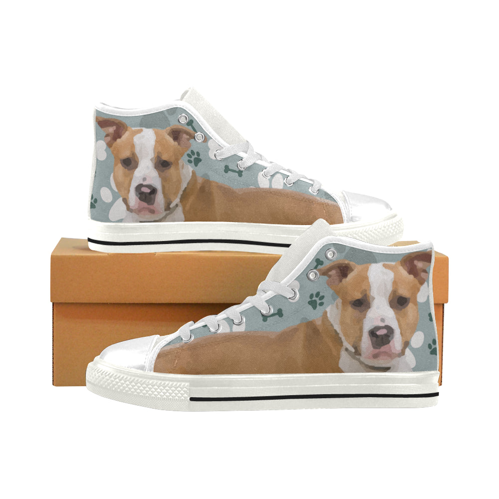 American Staffordshire Terrier White Men’s Classic High Top Canvas Shoes