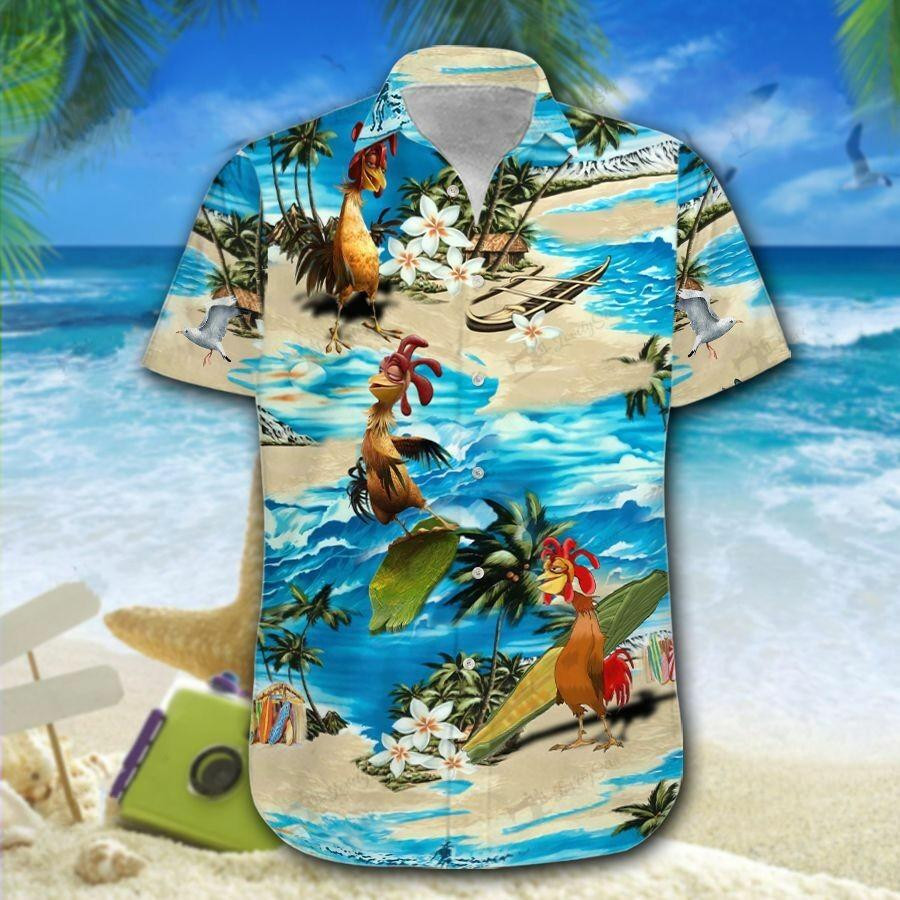 Hawaii Aloha Shirts Funny Rooster Surfing Ha92700