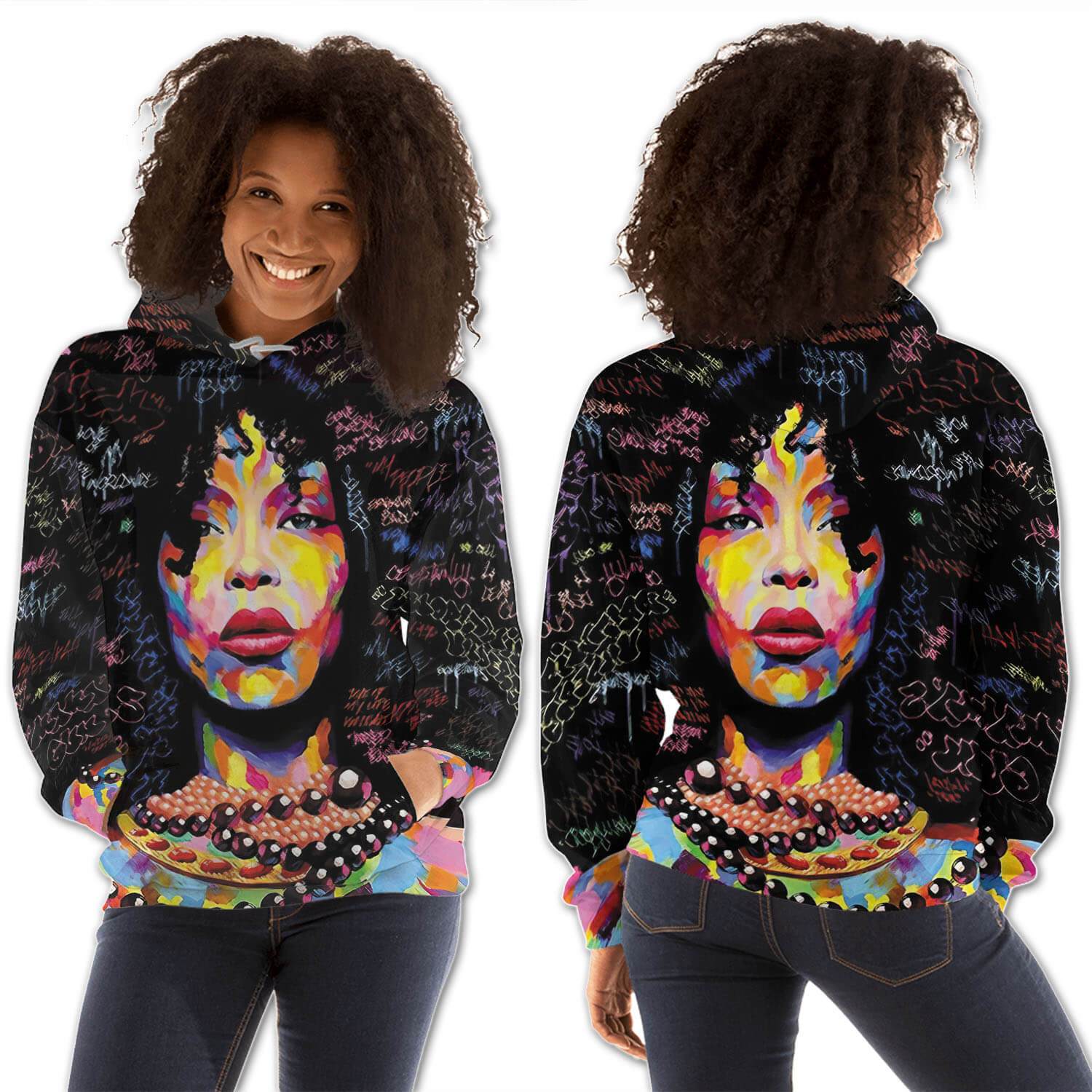 African American Hoodies Pretty Afro American Girl All Over Print Womens Hooded Sweatshirt African Clothing For Women BPS73493