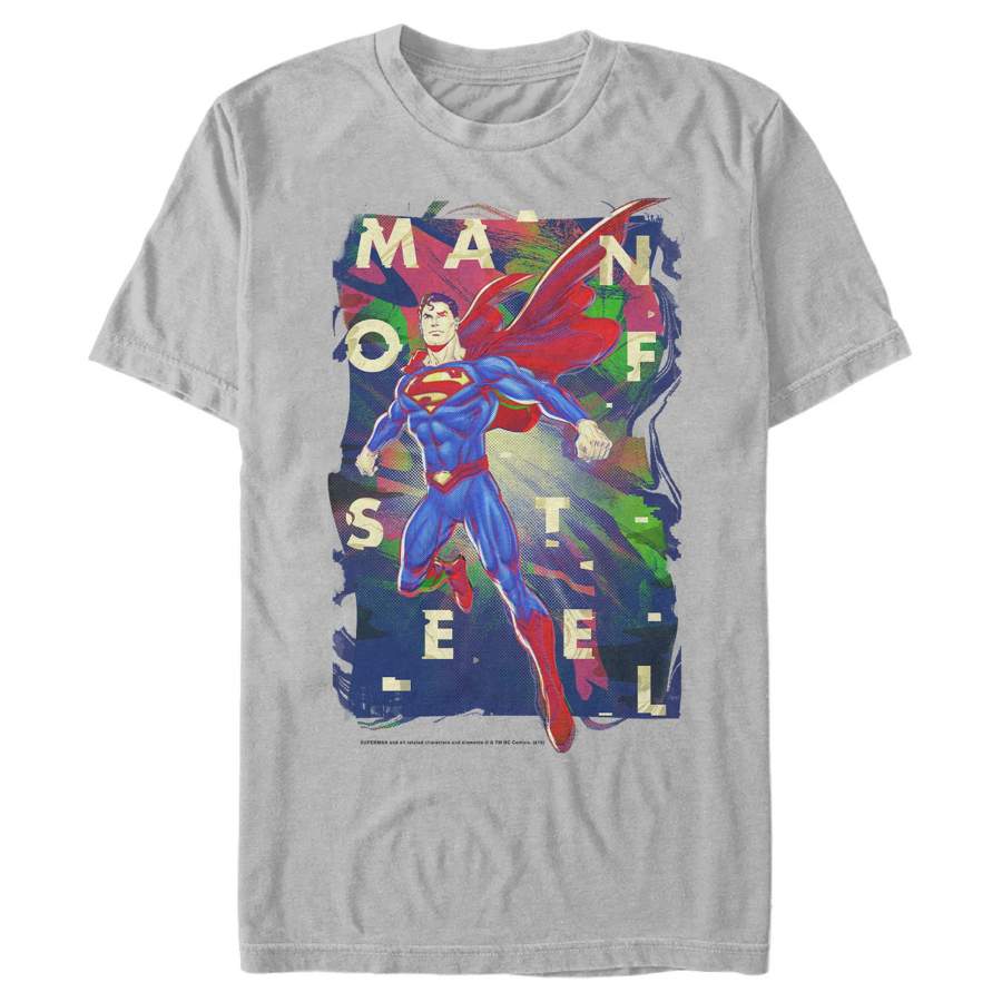 Superman Men’s Man of Steel Rainbow  T Shirt