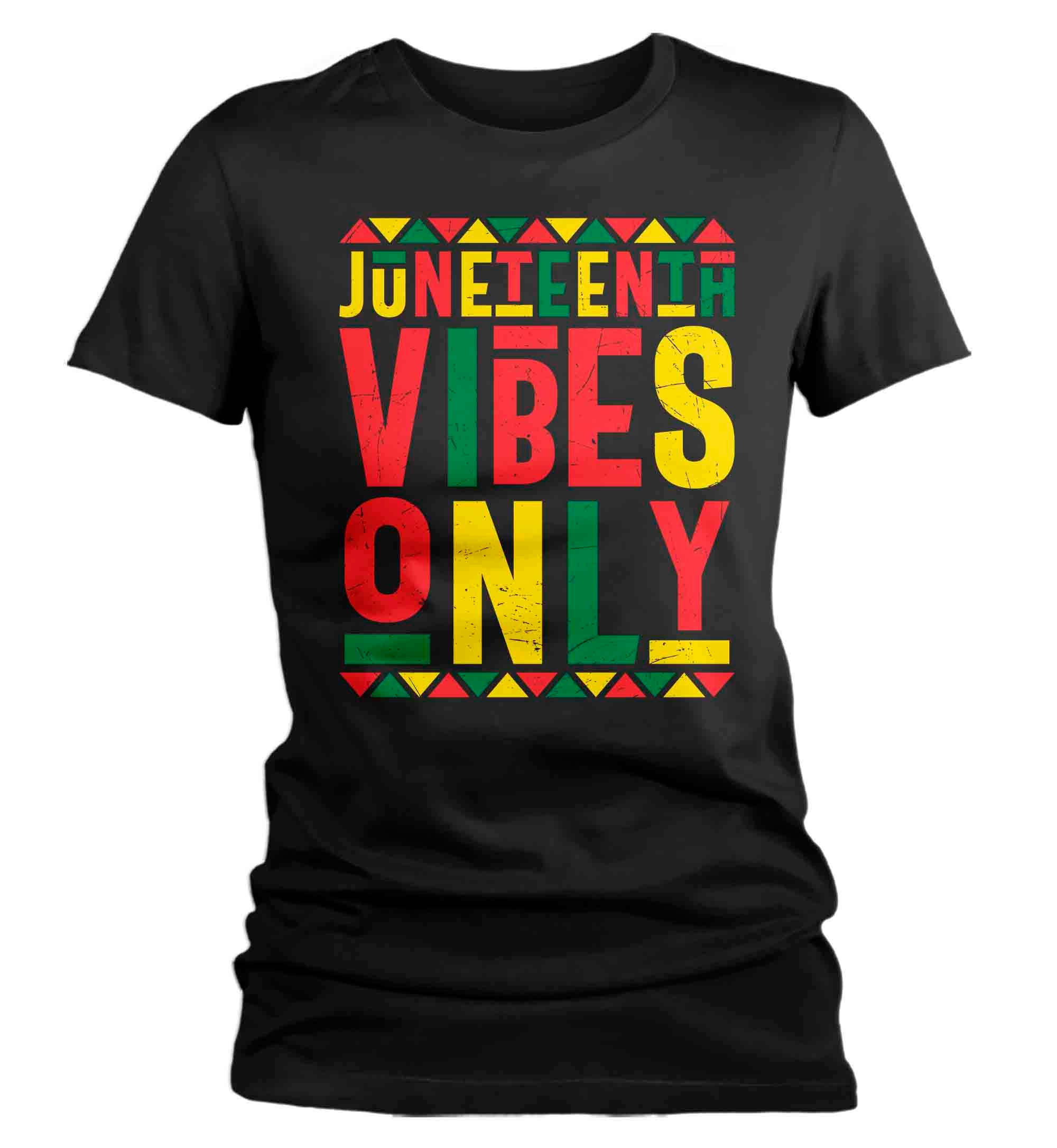 Women’S Juneteenth Shirt Vibes Only T Shirt Black History Tee African Chains American Slavery 1865 Emancipation Day Tshirt Ladies Woman