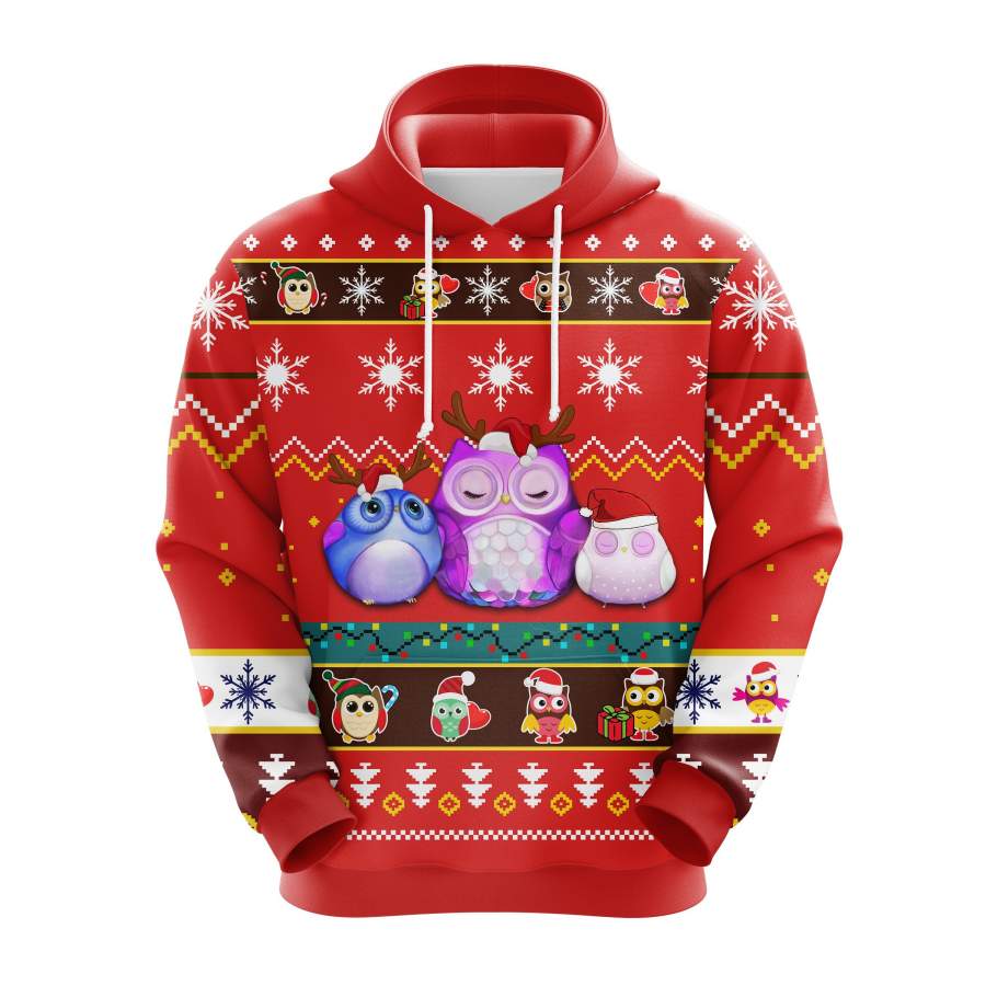 Owl Christmas cute Noel Mc Ugly Hoodie Red 1- Amazing Gift idea