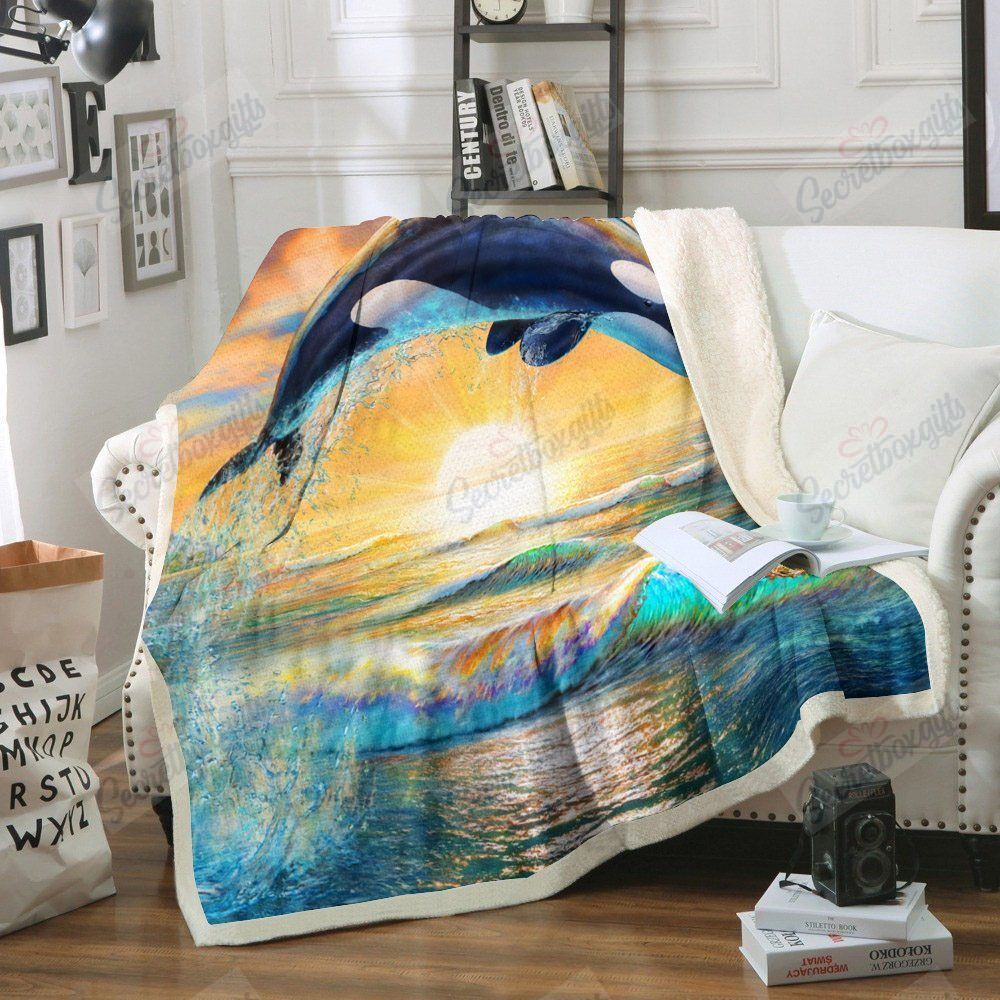 Dolphin And The Sunset Gs-Cl-Ld2706 Fleece Blanket