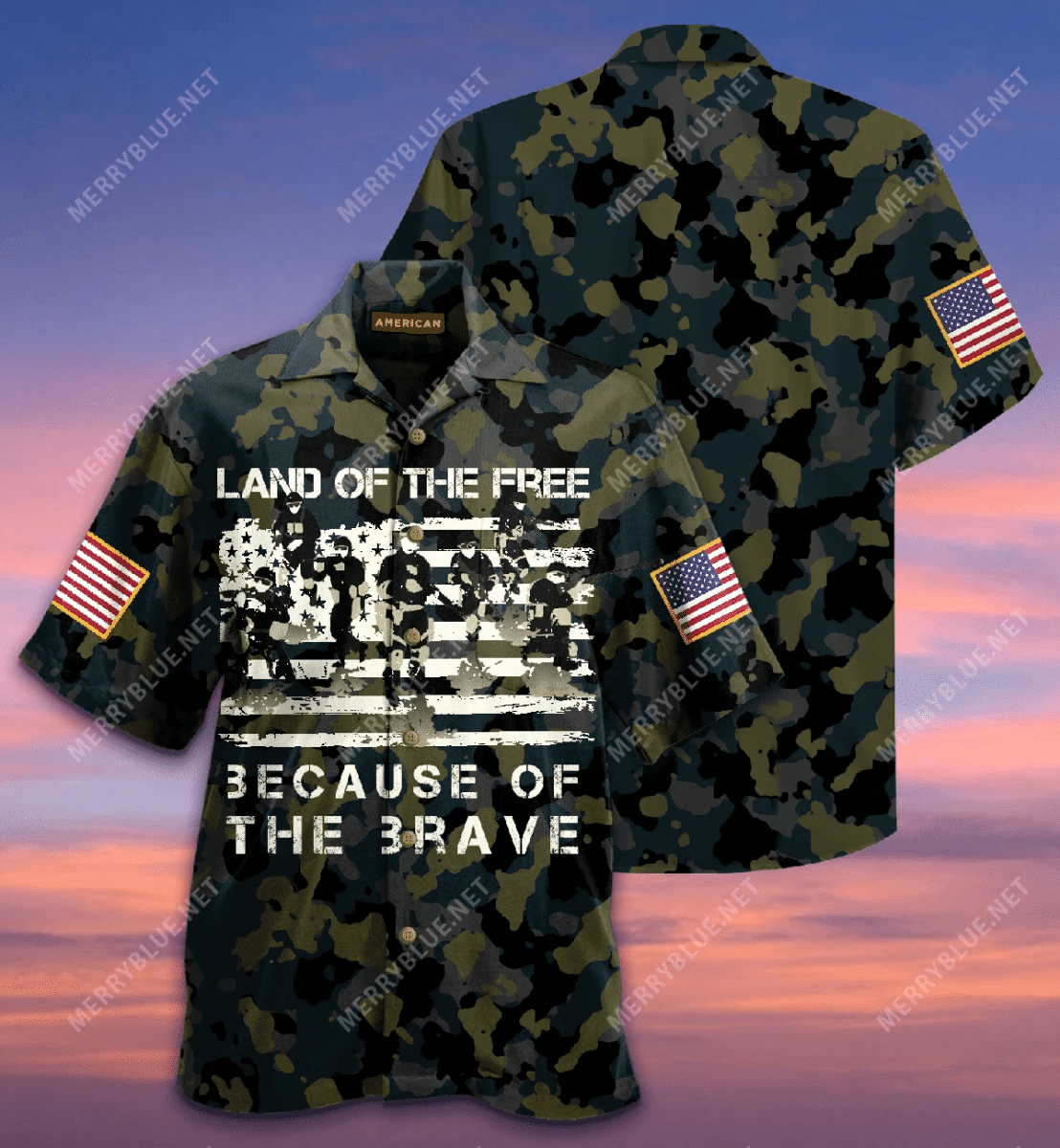 Soldier Veteran Land Of The Free Because Hawaii Aloha Shirts V Ha96963