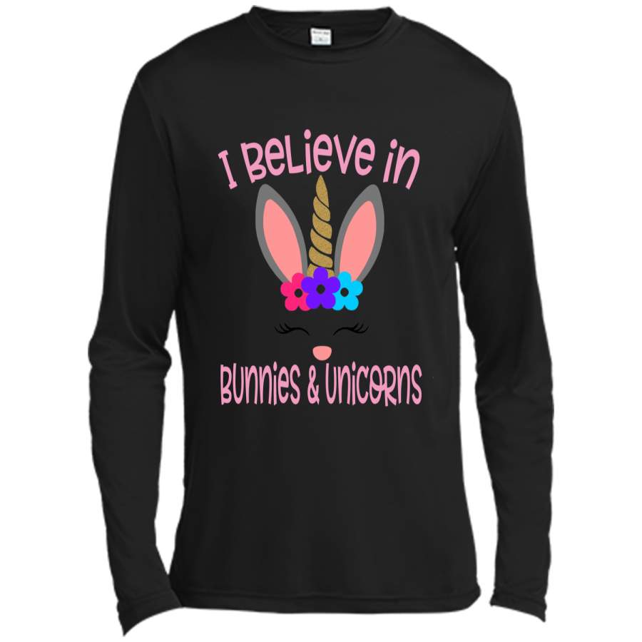 Believe Easter Bunny Unicorn Shirt Cute Easter Gift Long Sleeve Moisture Absorbing Shirt