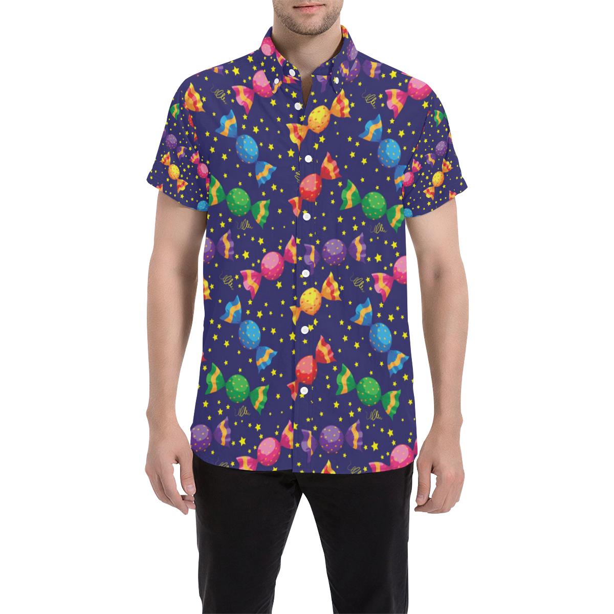 Candy Pattern Print Design Ca06 Men Button Up Shirt