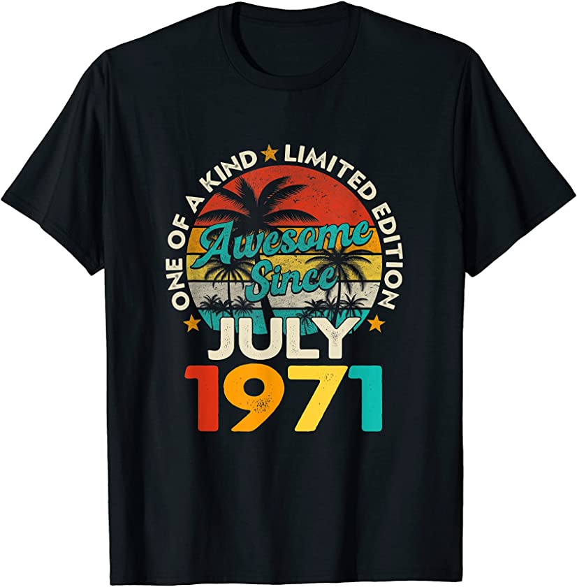 50th Birthday Vintage July 1971 50 Years Old Retro Men Women T-Shirt