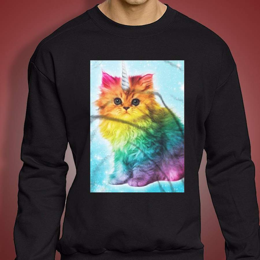 Unicorn Rainbow Cat Kitten Men’S Sweatshirt