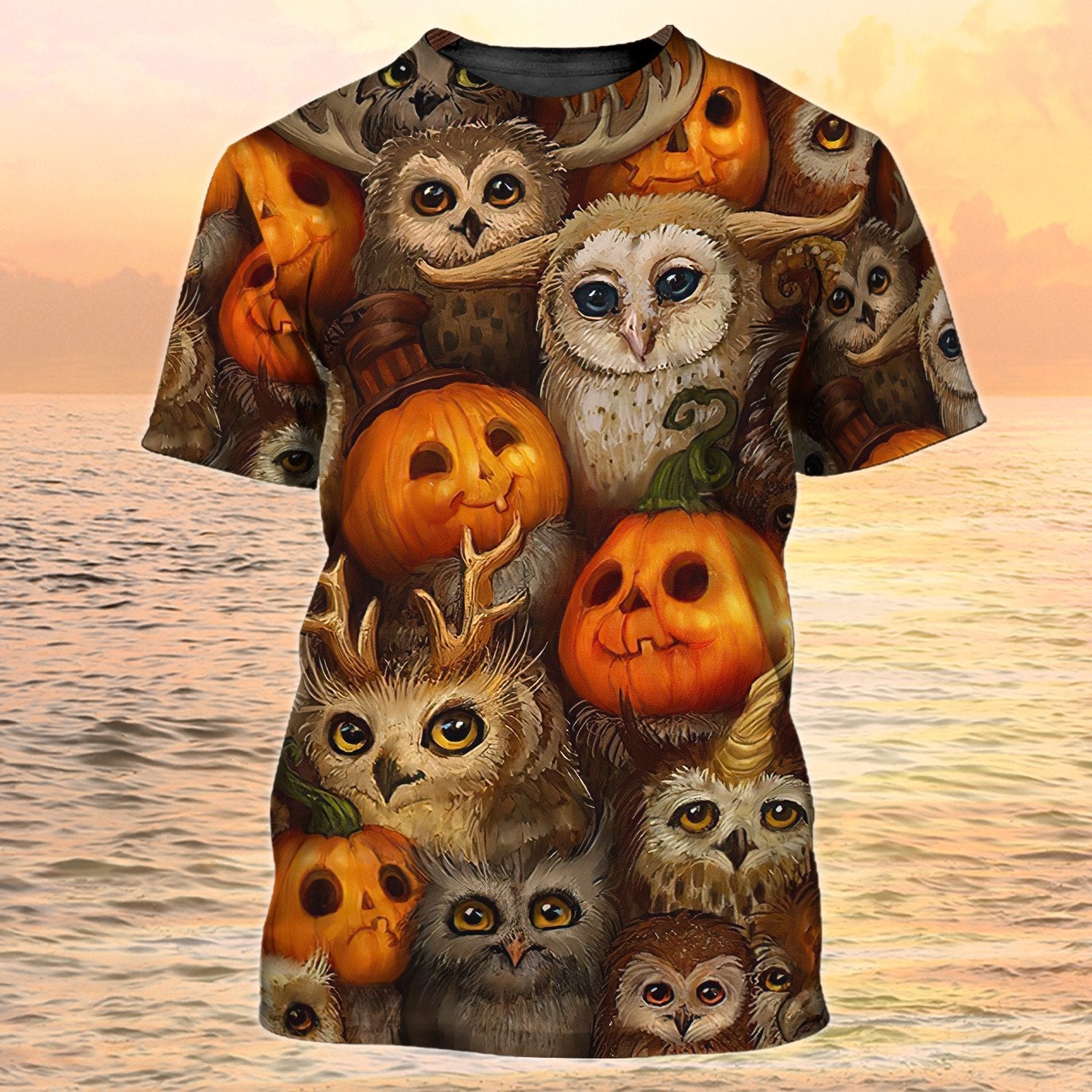 Owl Halloween Shirts 3D All Over Printed Owl And Pumpkin Halloween T Shirt