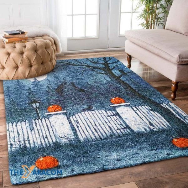 Pumpkin And The Gate Happy Halloween Rectangle Area Rug Floor Decor