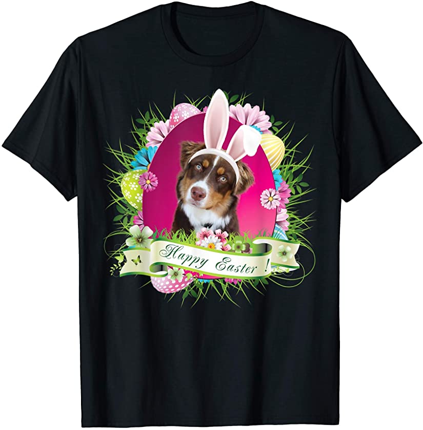 Bunny American Shepherd Dog Happy Easter Day Lover Egg Hunt T-Shirt