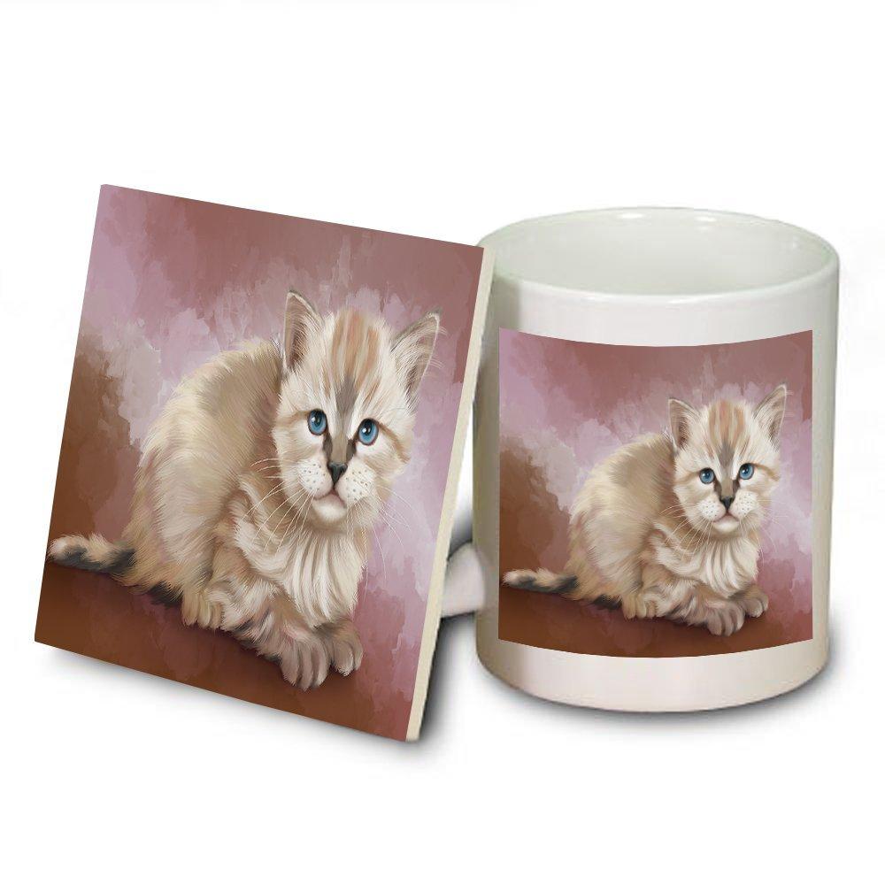 Seal Point Kitten Mug And Coaster Set Muc48091