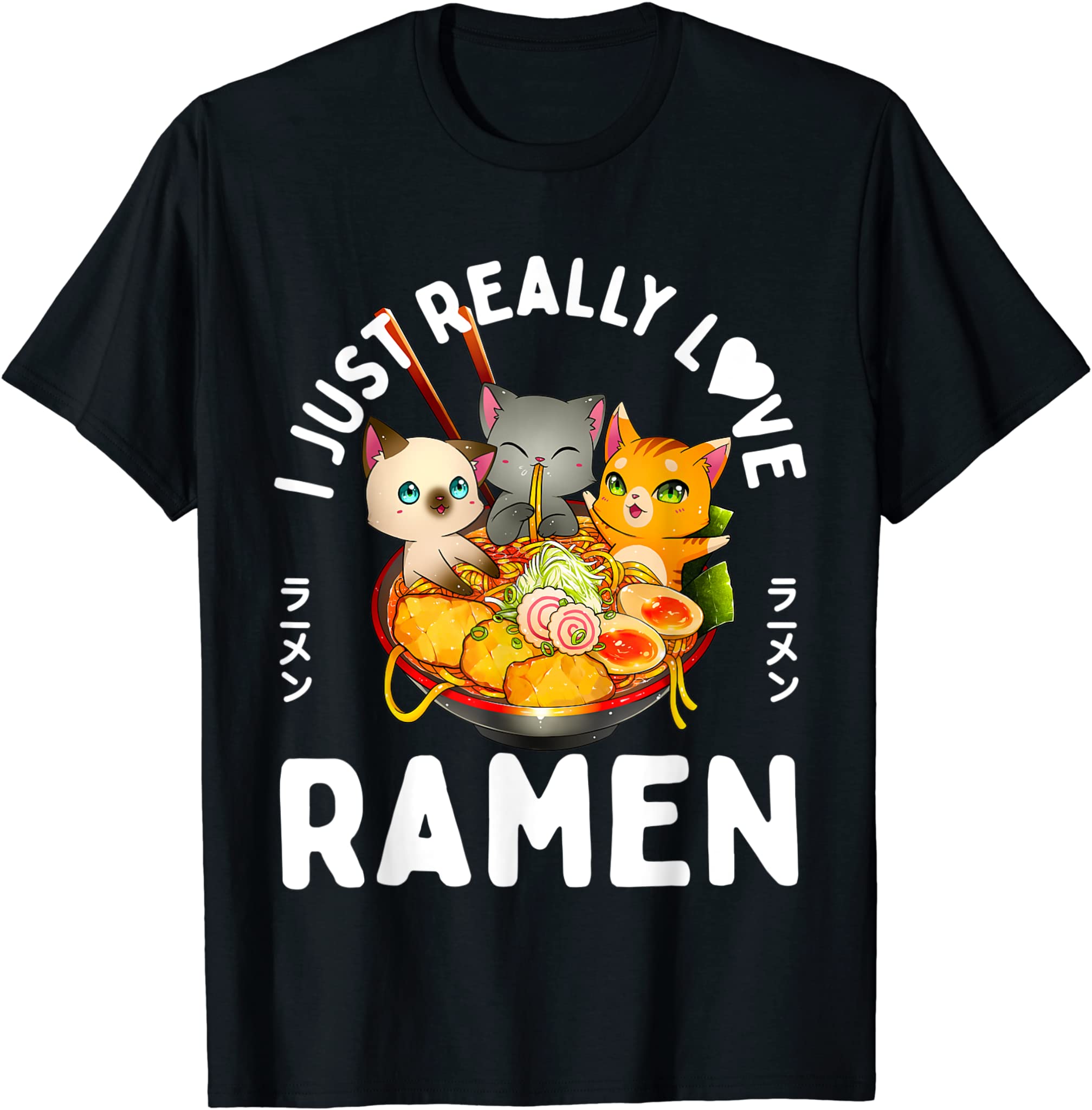 Love Ramen Japanese Noodles Kawaii Neko Anime Cat Gifts T-Shirt