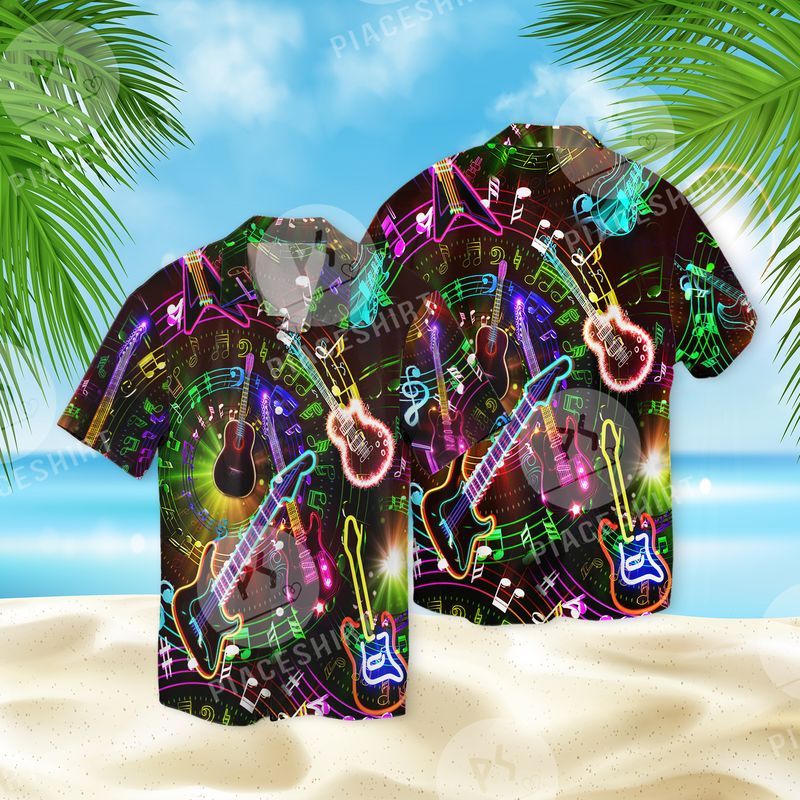 Colorful Guitar For Music Lovers Full Print Hawaii Shirt Ha15295