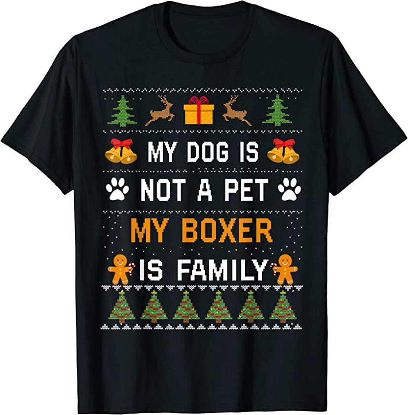 Boxer Dog Lovers Gifts Cute Dog Owner Ugly Christmas Sweater T-Shirt