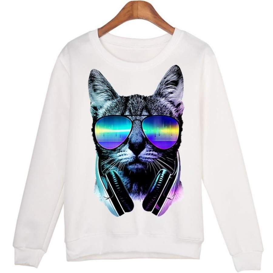 Autumn Winter Personlity Animal Printing Loose Long-Sleeved Round Neck Sweatshirt