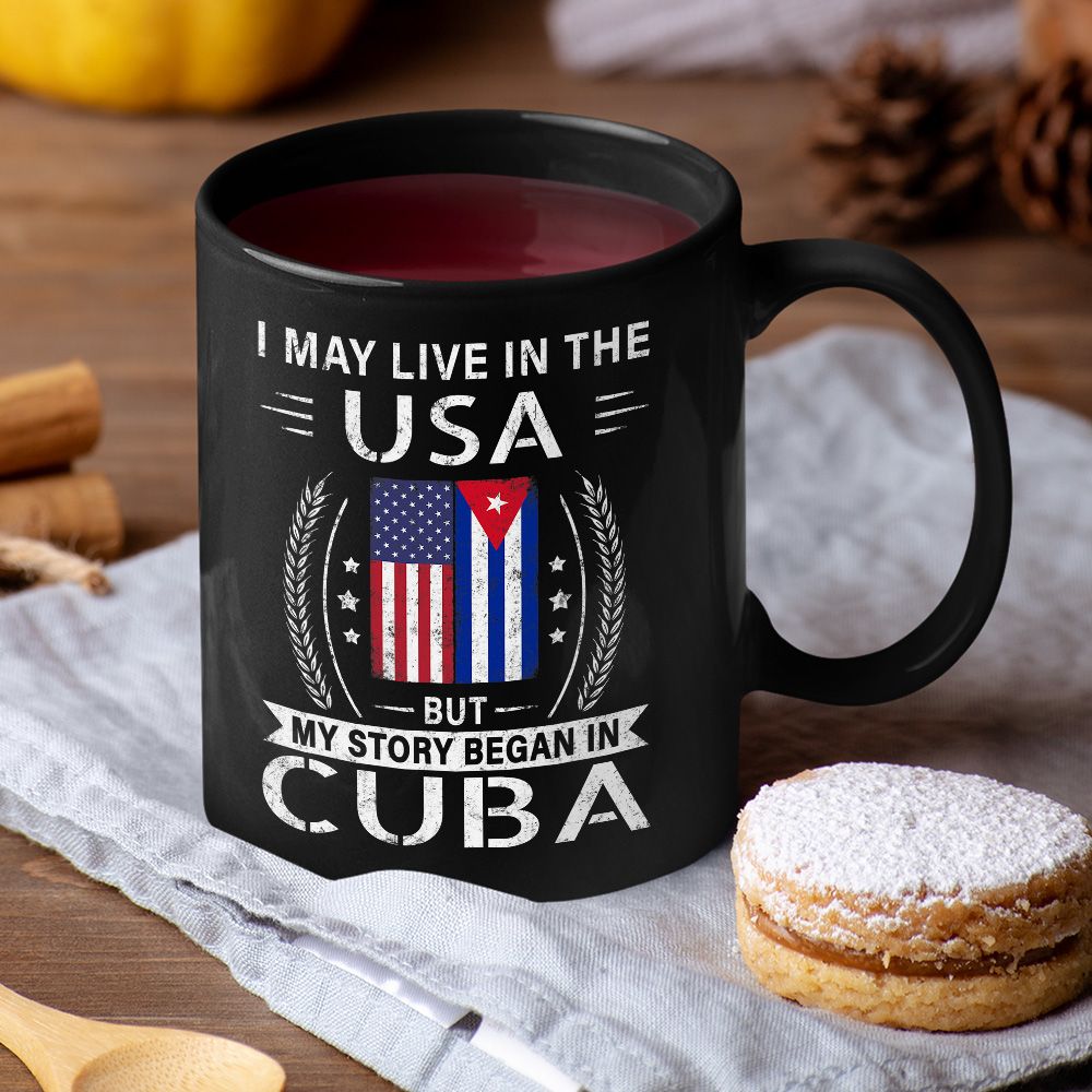 American Cuban Flag – My Story Began In Cuba Black Coffee Mug