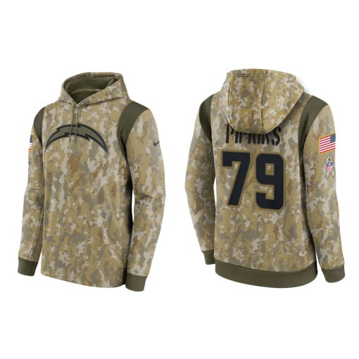 Trey Pipkins Los Angeles Chargers Camo 2021 Salute To Service Veterans Day Therma Pullover Hoodie