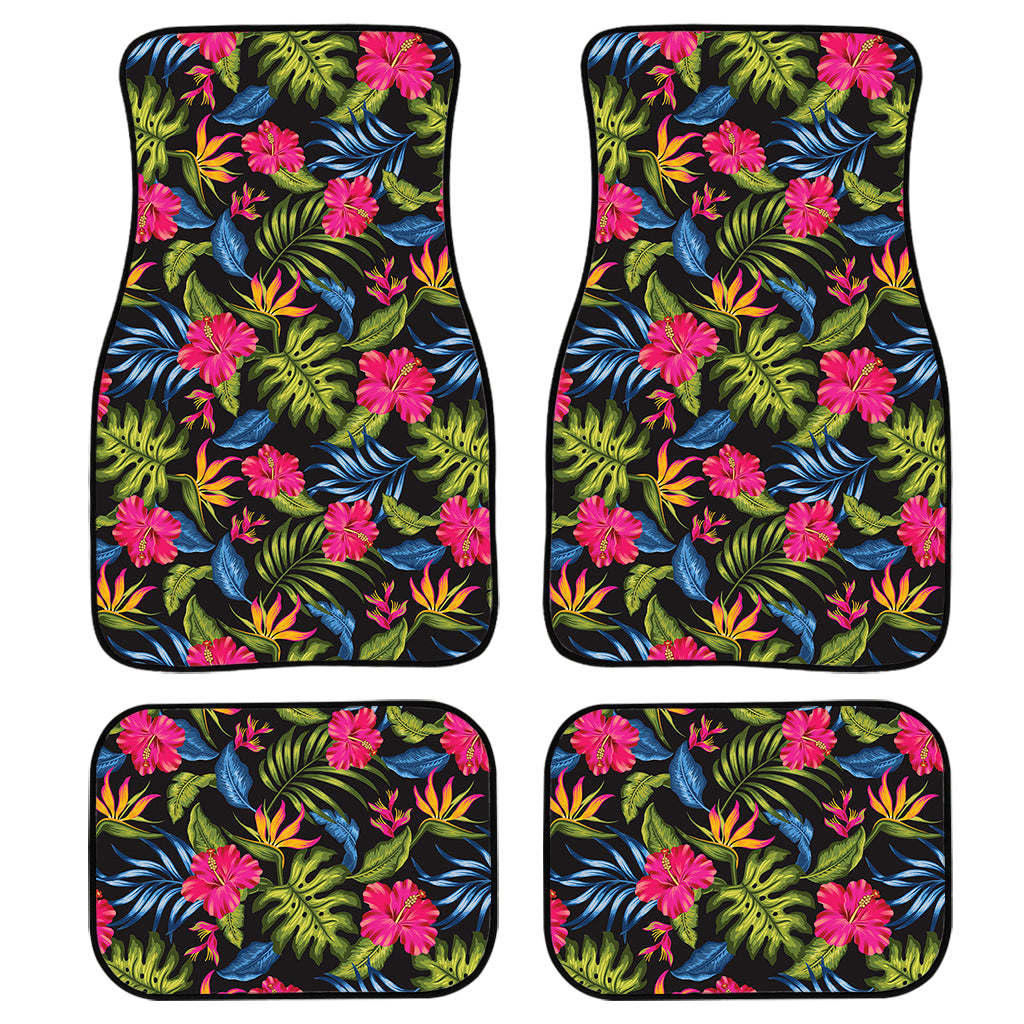 Tropical Bird Of Paradise Pattern Print Front And Back Car Floor Mats, Front Car Mat