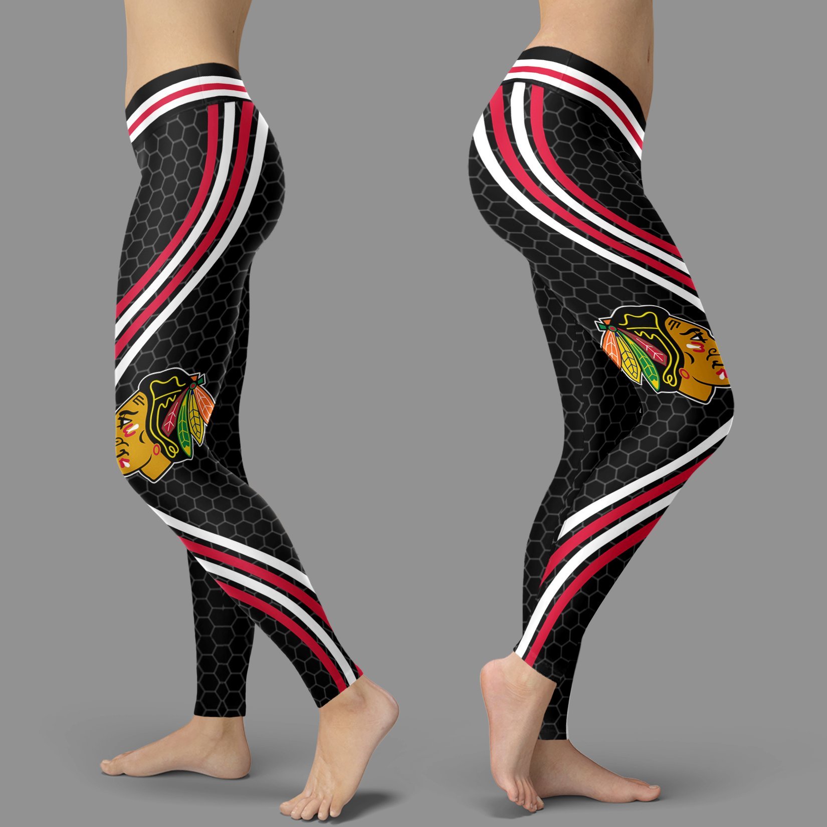 Black Curve Chicago Blackhawks Leggings