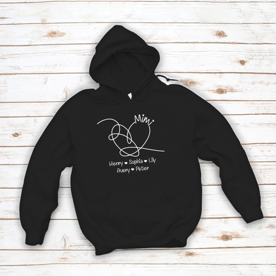 Personalized Mimi With Custom Kid Names Hearts Hoodie