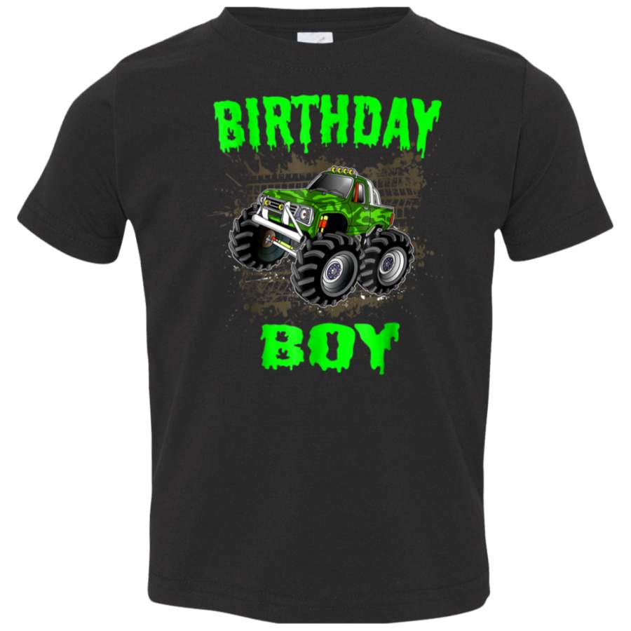 Monster Truck Birthday Boy Gift Kids Bright Green Tshirt 3321 Rabbit Skins Toddler Jersey T-Shirt